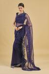 Shyamal & Bhumika_Blue Embellished Sheer Saree_Online_at_Aza_Fashions