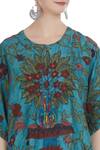 Divya Sheth_Blue Hand Painted Kalamkari Tunic_at_Aza_Fashions