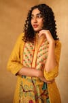 Shachi Sood_Yellow Dupion Silk, Fine Chanderi Beads And Resham Embroidered Kurta And Pant Set _Online_at_Aza_Fashions