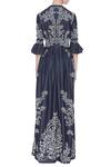 Shop_Geisha Designs_Blue Pleated Maxi Dress With Applique Work_at_Aza_Fashions