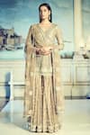 Buy_Sabyasachi_Embroidered Kurta Sharara Set_at_Aza_Fashions