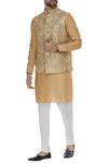 Buy_Vavci_Cream Kinkhwab Brocade Nehru Jacket For Men_at_Aza_Fashions