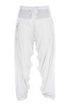 Shop_Aqube by Amber_White Lizzy Solid Pleated Dhoti Pants  _at_Aza_Fashions