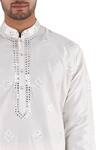 Shop_Sankalan - Men_White Cotton Silk Embroidered Kurta Set_at_Aza_Fashions