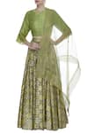 Buy_I am Design_Green Thread Embroidered Blouse With Lehenga And Dupatta_at_Aza_Fashions