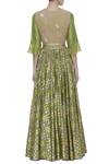 Shop_I am Design_Green Thread Embroidered Blouse With Lehenga And Dupatta_at_Aza_Fashions