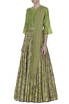 Buy_I am Design_Green Thread Embroidered Blouse With Lehenga And Dupatta_Online_at_Aza_Fashions