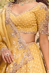 Buy_Dolly J_Yellow Silk Chiffon Embroidery Leaf Neck Adeline Bridal Lehenga Set _Online_at_Aza_Fashions