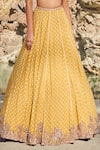 Shop_Dolly J_Yellow Silk Chiffon Embroidery Leaf Neck Adeline Bridal Lehenga Set _Online_at_Aza_Fashions