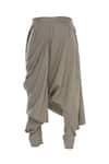 Antar Agni_Grey Draped Layered Pants_Online_at_Aza_Fashions