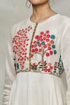 Rohit Bal_White Embroidered Floral Round Gathered Sleeve Anarkali Set_at_Aza_Fashions