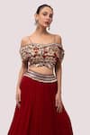Shop_Onaya_Red Georgette Printed And Embellished Floral Top & Skirt Set _Online_at_Aza_Fashions