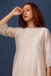 Chokhi Chorri_Off White Kurta Silk Chanderi Cutwork Mosaic Round Neck Mahsa With Pant _Online_at_Aza_Fashions