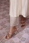 Buy_Chokhi Chorri_Off White Kurta Silk Chanderi Cutwork Mosaic Round Neck Mahsa With Pant _Online_at_Aza_Fashions