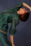 Chokhi Chorri_Green Cotton, Silk Embroidery, Sequins Mona Cutwork Hem Shirt With Pant _Online_at_Aza_Fashions