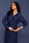 Buy_Chokhi Chorri_Blue Silk Collared Afina Shirt Dress _Online_at_Aza_Fashions