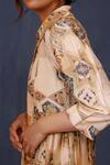 Chokhi Chorri_Beige Silk Collared Hadis Handwoven Shirt Dress _Online_at_Aza_Fashions
