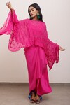 Shop_AK-OK_Pink Silk Embellished Sequin Straight Neck Tonal Top And Skirt Set _Online_at_Aza_Fashions