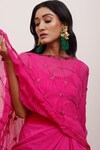 AK-OK_Pink Silk Embellished Sequin Straight Neck Tonal Top And Skirt Set _at_Aza_Fashions