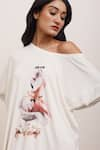 Shop_AK-OK_White 100% Cotton Printed Typographic And Bird & Asymmetric Tunic  _Online_at_Aza_Fashions