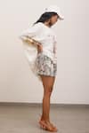 Buy_AK-OK_White 100% Cotton Printed Botanical And Bird & Asymmetric Tunic  _Online_at_Aza_Fashions