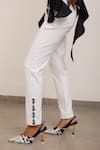 Shop_AK-OK_White 100% Cotton Patch Work Typographic Pattern Narrow Fit Trouser  _Online_at_Aza_Fashions