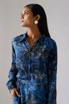 Buy_KLAD_Blue Crepe Printed Floral Collared Neck Pattern Shirt _Online_at_Aza_Fashions