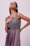 Shop_Onaya_Purple Organza Embroidery Sequin V Neck Bodice Jumpsuit _Online_at_Aza_Fashions