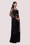 Buy_Onaya_Black Georgette Pre-stitched Saree With Embellished Long Jacket  _Online_at_Aza_Fashions