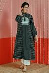 Shop Myaara Black Cotton Keyhole Neck Geometric Woven Pattern Kurta With Pant Online at Aza Fashions Shop_Myaara_Black Cotton Keyhole Neck Geometric Woven Pattern Kurta With Pant _Online_at_Aza_Fashions