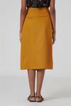 The Summer House_Yellow Certified Organic Cotton Twill Kian Pleated Midi Skirt_at_Aza_Fashions