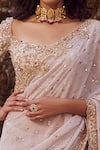 Buy_Dolly J_White Silk Chiffon Embroidery Scoop Neck Ophelia Lehenga Saree Set For Women_Online_at_Aza_Fashions