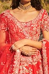 Buy_Dolly J_Red Raw Silk Embroidery Scoop Neck Nyrah Bridal Lehenga Set  _Online_at_Aza_Fashions