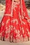 Shop_Dolly J_Red Raw Silk Embroidery Scoop Neck Nyrah Bridal Lehenga Set  _Online_at_Aza_Fashions