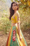 Buy_Dolly J_Multi Color Chiffon Embroidery V Neck Norah Lehenga Set _Online_at_Aza_Fashions