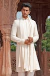 Buy_Vanshik_White Georgette Embroidered Sherwani Set _at_Aza_Fashions