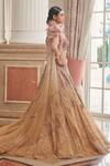 Dolly J_Pink Tulle V Neck Elaine Ombre Lehenga Set  _Online_at_Aza_Fashions