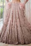 Shop_Dolly J_Pink Tulle V Neck Carolina Shimmer Lehenga Set _Online_at_Aza_Fashions