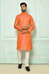 Buy_Arihant Rai Sinha_Orange Silk Embroidered Floral Pattern Kurta For Men_at_Aza_Fashions