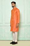 Buy_Arihant Rai Sinha_Orange Silk Embroidered Floral Pattern Kurta For Men_Online_at_Aza_Fashions