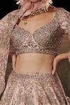 Buy_Dolly J_Pink Raw Silk V Neck Maira Ombre Bridal Lehenga Set  _Online_at_Aza_Fashions