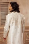 Shop_Vanshik_Beige Raw Silk Embroidered Sherwani Set _at_Aza_Fashions