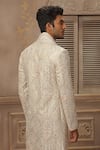 Shop_Vanshik_Beige Raw Silk Embroidered Sherwani Set _at_Aza_Fashions