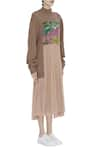 Huemn_Brown Silk Embroidered High Neck Midi Dress  _Online_at_Aza_Fashions