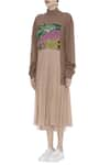 Buy_Huemn_Brown Silk Embroidered High Neck Midi Dress  _Online_at_Aza_Fashions