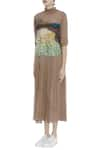 Buy_Huemn_Brown Silk Georgette Embroidered High Neck Midi Dress  _Online_at_Aza_Fashions