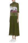 Buy Huemn Green Silk Georgette Embroidered Round High Slit Dress Online at Aza Fashions Buy_Huemn_Green Silk Georgette Embroidered Round High Slit Dress _Online_at_Aza_Fashions