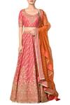 Buy_RI.Ritu Kumar_Orange Silk Dupion Embroidery Paisley Round Sequins Bridal Lehenga Set _at_Aza_Fashions