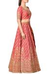 RI.Ritu Kumar_Orange Silk Dupion Embroidery Paisley Round Sequins Bridal Lehenga Set _Online_at_Aza_Fashions