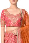 Shop_RI.Ritu Kumar_Orange Silk Dupion Embroidery Paisley Round Sequins Bridal Lehenga Set _Online_at_Aza_Fashions